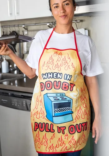 Vista 3 de When in Doubt Pull It Out Delantal divertido horno hornear cocina gráfica bata de cocina