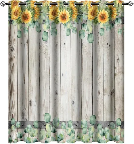 Vista 13 de Cortinas abstractas de eucalipto y colibrí, cortinas opacas con aislamiento térmico y ojales para dormitorio, 2 paneles de 45 pulgadas de largo x 21