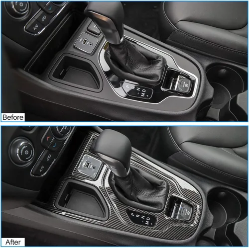 Vista 7 de JeCar Cubierta de Panel de Cambio de Marchas de Fibra de Carbono para Interior Compatible con Jeep Cherokee 2019 2020 2021 2022 Accesorios Interiores