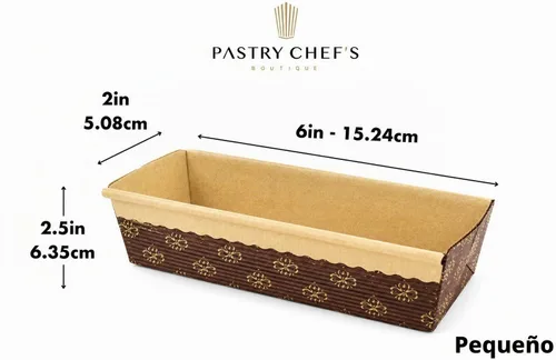 Vista 4 de Pastry Chef's Boutique Moldes de papel rectangulares desechables para pan, hechos de forma natural, reciclable, aptos para microondas y horno, molde