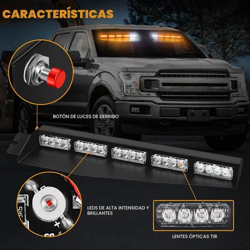 Vista 3 de XRIDONSEN Barra de luz para visera de 34 pulgadas, 40 luces LED Ámbar