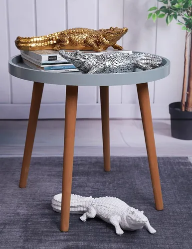 Vista 11 de HAUCOZE Estatua de animal de cocodrilo, estatua moderna para decoración del hogar, centro de mesa, regalo para sala de estar, comedor, dormitorio