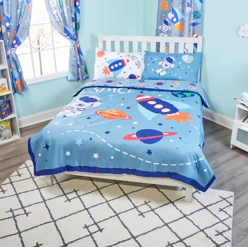 Vista 9 de EVERYDAY KIDS Edredón de cama tamaño individual/matrimonial para niños pequeños con camiones volquete y excavadoras; ropa de cama para niños