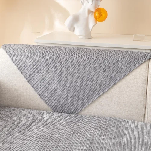 Vista 6 de vctops Funda de felpilla suave para sofá, color liso, tejido a rayas, texturizado, lavable, antideslizante, para perros y mascotas, 1 pieza/no todo