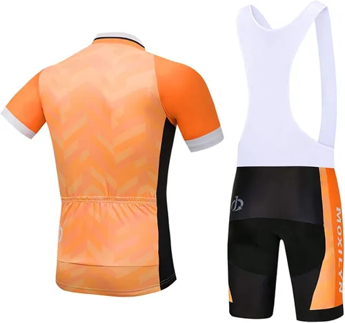 Vista 2 de Conjunto de camiseta de ciclismo de secado rápido para hombre, camiseta de bicicleta de carretera + pantalones cortos con almohadilla de gel 9D, kit