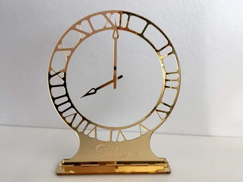 Vista 8 de Números de mesa de boda, Reloj de corte láser personalizado, Centros de mesa modernos independientes, Decoración de recepción, Titulares de números