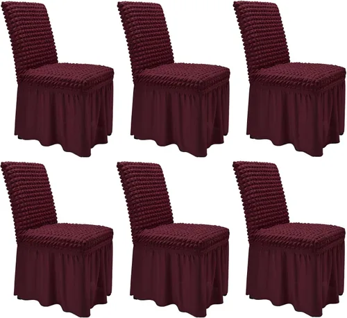 Vista 25 de NICEEC - Juego de 2 fundas para sillas de comedor de alta elasticidad, fundas removibles para sillas de comedor con falda, fundas protectoras