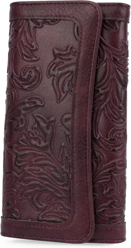 Vista 46 de MEITRUE Cartera de cuero para mujer, con bloqueo RFID, triple pliegue, con relieve, soporte para tarjetas, organizador de chequera para teléfono