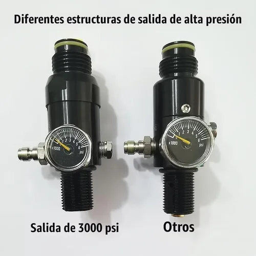 Vista 9 de Válvula reguladora de tanque de aire comprimido CO2 Aopkeo 5/8"-18UNF o M18*1.5 Entrada 4500psi para Paintball Airsoft PCP
