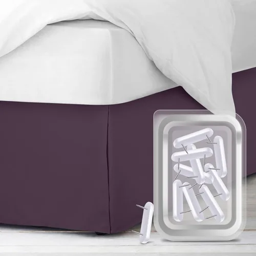 Vista 12 de Faldón de cama con 8 seguros, antipolvo, para cama tamaño queen. Faldones de microfibra con caída de 36 cm (14 pulgadas). Gris carbón