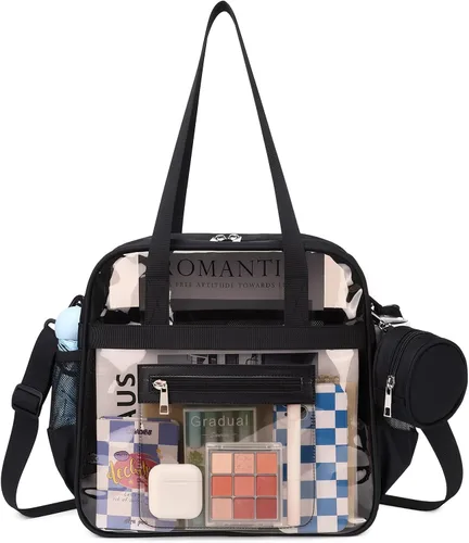 Vista 10 de Clear Tote Bag for Women 12x6x12 Stadium Approved Transparent Crossbody Bag with Multi Pockets for Sports Concerts