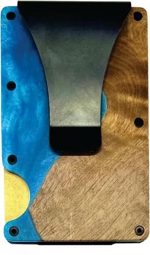 Vista 2 de Original Gorgeous Turquoise and Wood Marbled Resin Smart Utility Wallet
