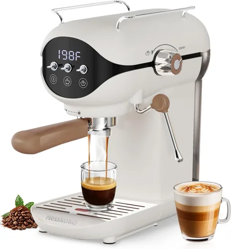 Vista 8 de Espresso Machine with Steam Milk Frother Semi Automatic 20 Bar Compact Black with Toggle Switch for home Cafetera Espresso, Latte, Cappuccino