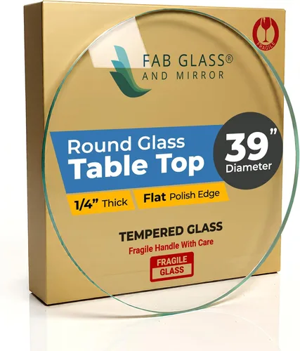 Vista 73 de Fab Glass - Mesa redonda de cristal de 48 in, grosor de 3/4 in, cristal pulido plano templado, Vidrio, Transparente
