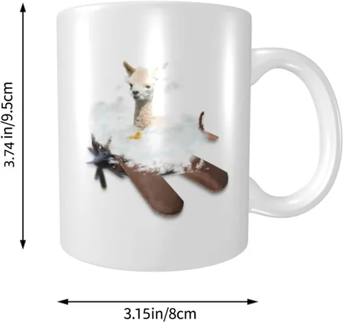 Vista 4 de Zomyto Taza de café de alpaca de 11 onzas, taza de té de alpaca, regalos de alpaca, diseño de alpacas, taza para amantes del café, taza divertida