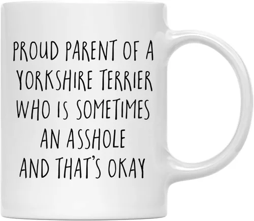 Vista 24 de Andaz Press Funny Dog - Taza de café de 11 onzas, regalo de broma, orgulloso padre de un afenpinscher que es a veces un gilipollas y eso está bien