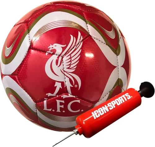Vista 4 de Icon Sports Balón de fútbol con licencia oficial del Liverpool FC, tamaño 5, rojo acuñado
