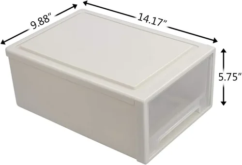 Vista 3 de Cajón apilable de 12 cuartos de galón, 1 cajón apilable de plástico para escritorio