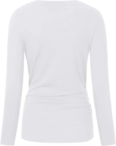 Vista 4 de Coolmee - Camiseta de maternidad fruncida con botones laterales, túnicas de maternidad de manga corta
