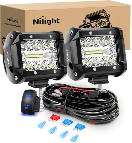 Vista 8 de Nilight 2 módulos LED de 4 pulgadas de 60 W con soportes de montaje de enganche de remolque de 2.5 pulgadas, luces LED de respaldo de reversa