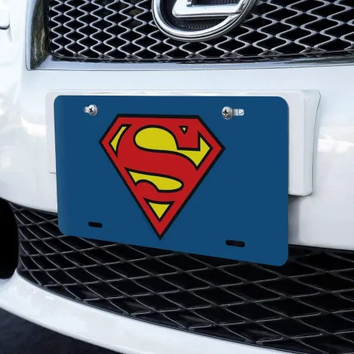 Vista 2 de Superman Classic S Shield - Placa de matrícula de metal con logotipo