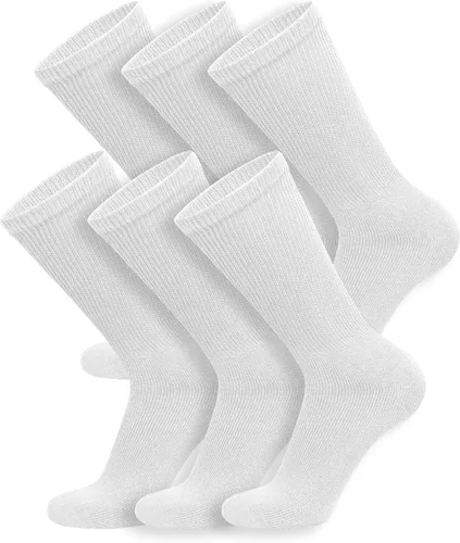 Vista 23 de 6 pares de calcetines tipo crew de algodón para diabéticos sin compresión para neuropatía