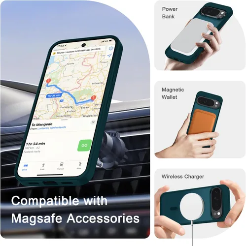 Vista 35 de Funda para Google Pixel 10 Pro XL, cubierta magnética mate, color negro Fit for MagSafe, Screen Protector included, Shockproof Military Grade