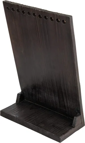 Vista 6 de MyGift Soporte para múltiples collares de madera maciza marrón rústico de 12 pulgadas, soporte de joyería independiente con 11 ganchos de clavija