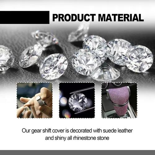 Vista 4 de KEVWR - Funda para palanca de cambios de coche con cristales brillantes, protector de palanca de cambios con brillo de strass, accesorios de Rosa