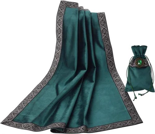 Vista 30 de BLESSUME Mantel de tarot de altar para lectura con bolsa negra