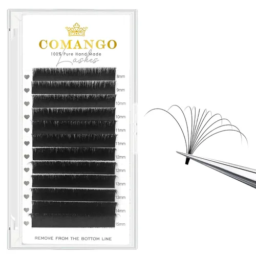 Vista 11 de CoMango Easy Fan - Extensiones de pestañas rizadas C/D de 0.05/0.003 in, pestañas de volumen que florecen automáticamente, color negro mate 2D-20D