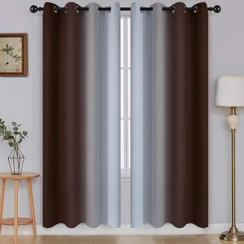 Vista 126 de SimpleHome Cortinas degradadas degradadas para oscurecer la habitación de 36 pulgadas de largo para dormitorio, con ojales y bloqueo de luz Negro