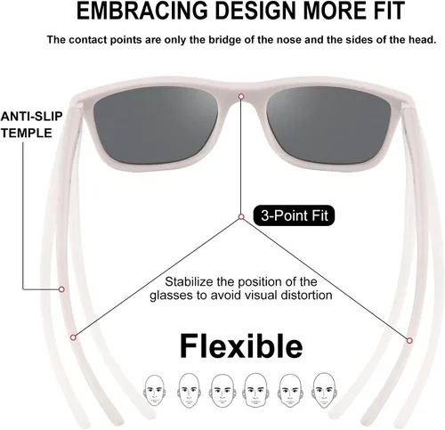 Vista 7 de Lentes de sol polarizados retro para hombres y mujeres, gafas de sol deportivas cuadradas, sombra de rayos sombreados para pesca, protección UV