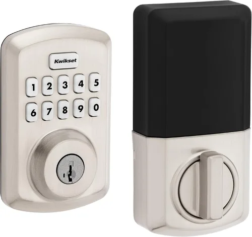 Vista 11 de Kwikset Powerbolt 250 - Cerradura electrónica de transición con teclado de 10 botones, color negro mate, con cómoda entrada sin llave, códigos