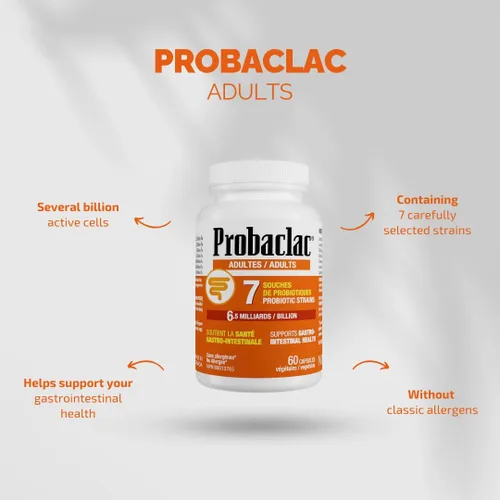 Vista 3 de Probaclac Probióticos para adultos – Salud intestinal diaria y apoyo inmunológico, alivia la hinchazón y apoya el equilibrio digestivo – 60 cápsulas