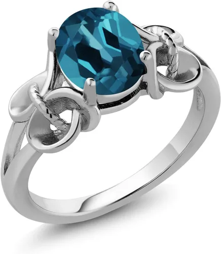 Vista 54 de Gem Stone King Anillo de compromiso ovalado con piedra natal para mujer, plata de ley 925, ovalado de 0.354 x 0.276 in, anillo de compromiso