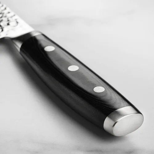 Vista 3 de Enso Cuchillo Bunka HD de 7 pulgadas, fabricado en Japón, acero inoxidable de Damasco martillado VG10