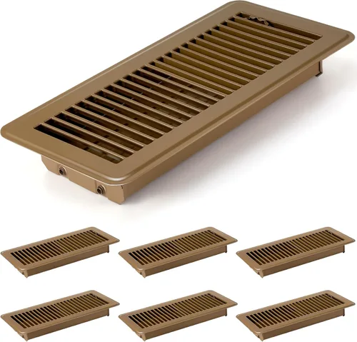 Vista 8 de Retisee 4 cubiertas de ventilación de registro de piso de 4 x 12 pulgadas, rejillas de ventilación de piso de acero resistente con flujo de aire