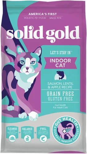 Vista 8 de Solid Gold Let's Stay in – Alimento seco para gatos de interior – Bola de pelo y apoyo estomacal sensible – Salmón 3 libras – Paquete variado