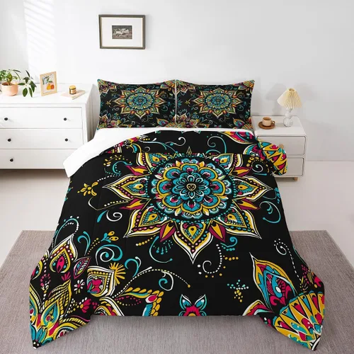 Vista 33 de Erosebridal Juego de ropa de cama damascada gótica para adultos, juego de edredón victoriano antiguo, edredón floral vintage gótico con diseño