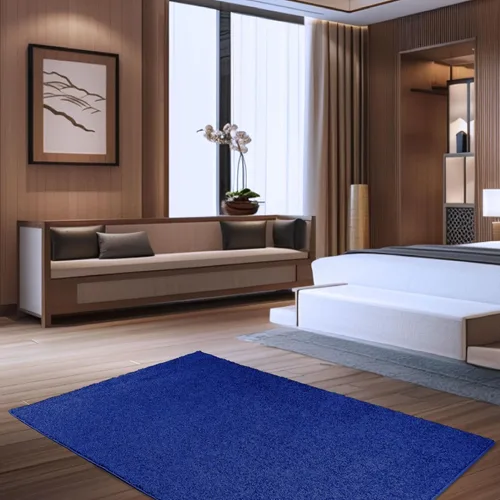 Vista 3 de Ambiant Alfombras de color sólido aptas para mascotas, color azul neón, hexagonal de 2 pies, para interiores, resistentes a las manchas, perfectas