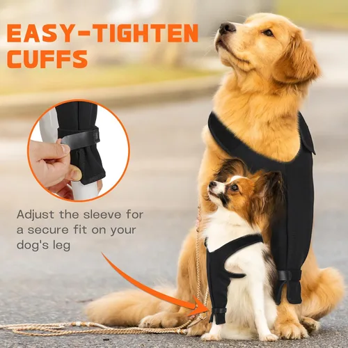 Vista 6 de Funda de recuperación para perro para pierna delantera, manga de pierna de perro individual para dejar de lamer, protección transpirable para dolor