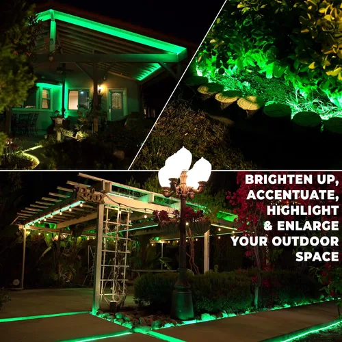 Vista 9 de 108 LED, luz LED verde exterior de 10 pies, conectable, para exteriores, certificado ETL, iluminación exterior permanente, impermeable, carcasa