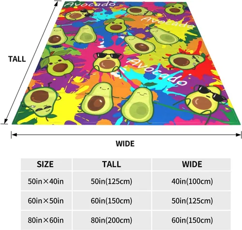 Vista 4 de Manta de franela de aguacates, manta de forro polar, suave y mullida para sofá, dormitorio, sofá, 50 x 40 pulgadas