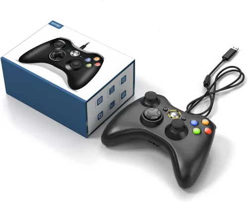 Vista 7 de VOYEE Controlador de PC controlador con cable compatible con Microsoft Xbox 360 y SlimPC Windows 1087 con joystick mejorado doble choque Mejorado