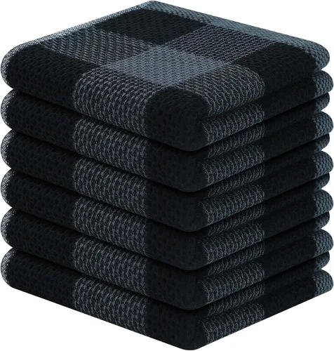 Vista 44 de Homaxy Paquete de 6 paños de cocina 100% algodón, 12 x 12 pulgadas, negro y rojo Negro & rojo