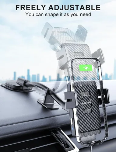 Vista 3 de Cargador de coche inalámbrico, con cuello de cisne ajustable, cargador de automóvil de sujeción automática, tablero de instrumentos