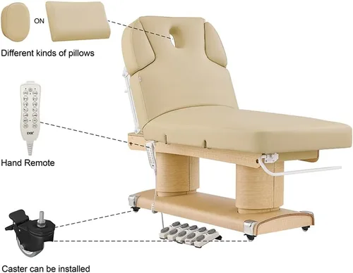 Vista 8 de Dir Cama de bienestar de spa médico Cama de masaje de spa de belleza eléctrica completa con acolchado extra grueso LUXI
