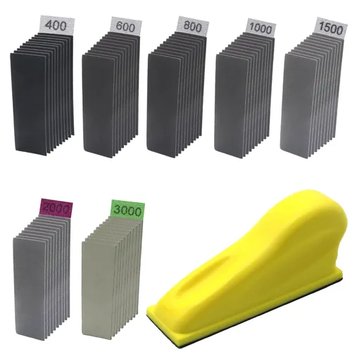 Vista 7 de Paquete surtido de papel de lija micro lija, 70 piezas de papel de lija seco y húmedo de grano 120 a 600 Sanding Tool for Tight Narrow Spaces, 80