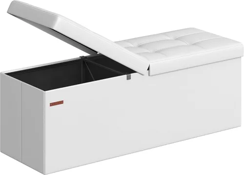 Vista 26 de Songmics Funda de piel sintética plegable – Banco de almacenamiento otomano reposapiés